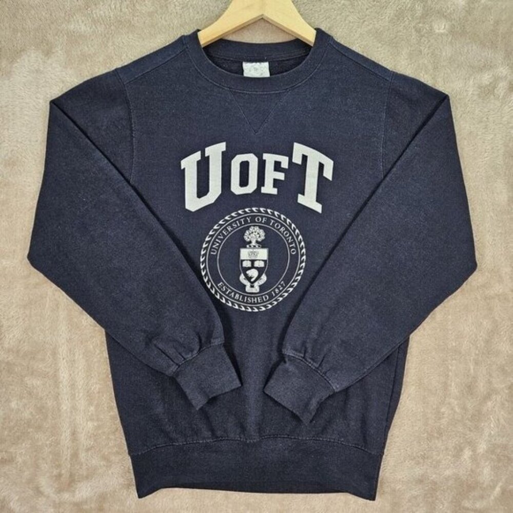 University of Toronto Sweatshirt U Of T Pullover Black Long Sleeve Men's Size XS